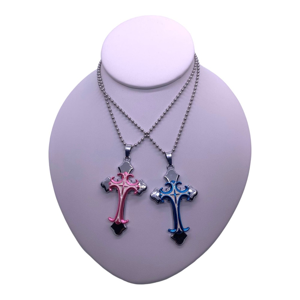 His Her Lovers Boyfriend Girlfriend Husband Wife Couples Cross Necklaces Set